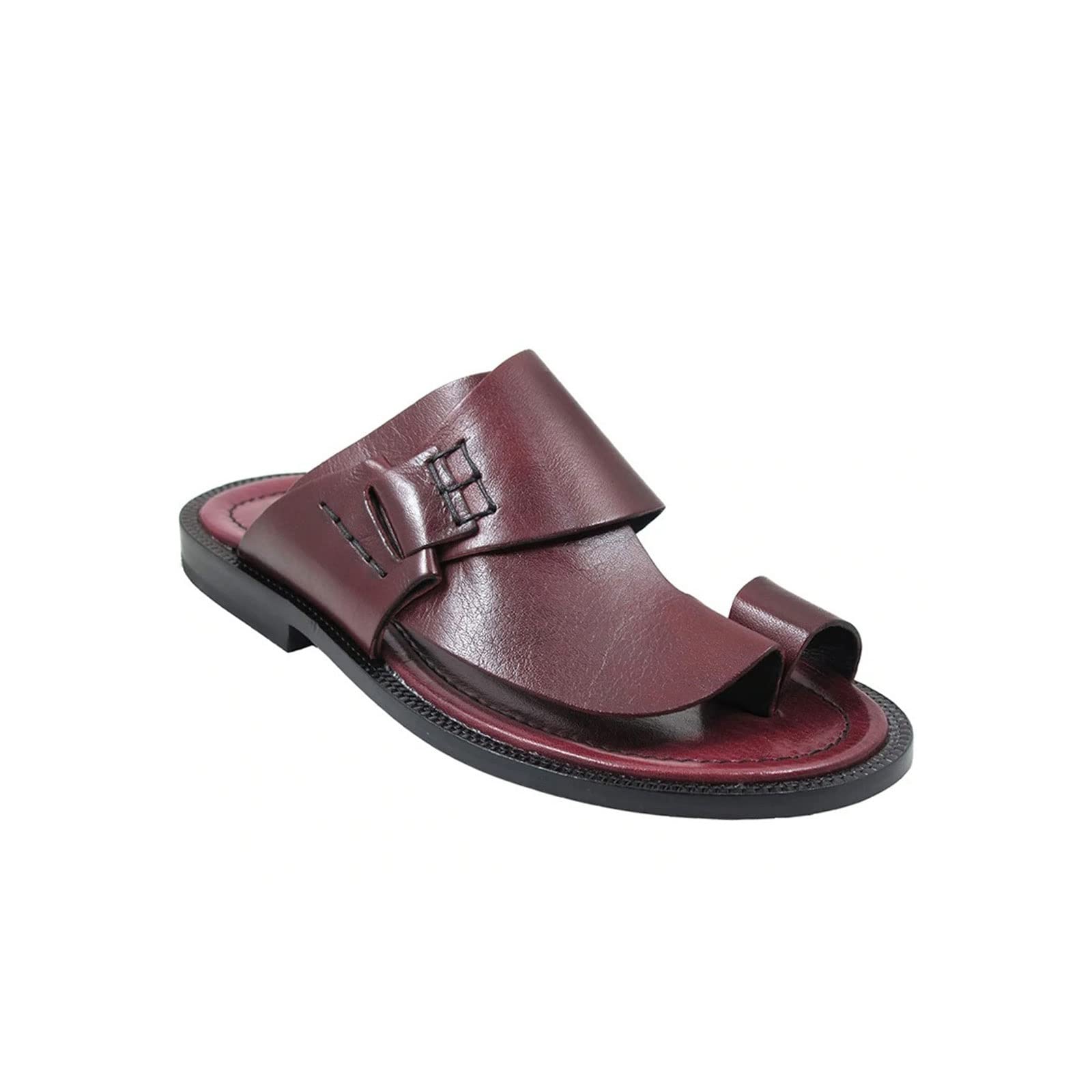RXZCHH Sandalias para Hombre Verano Sandalias para Hombre Playa Retro Cosido a Mano Exponer Toe Zapatillas Masculinas Hombres Zapatos cómodos Informales al Aire Libre Tamaño Grande