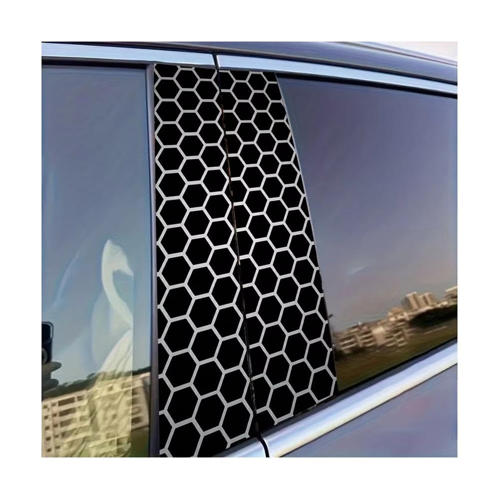 Dabhuoc One Color Car Parts 2 Pcs Car Door Pillar Decoration Sticker Honeycomb Pattern Glossy Material Protective Film
