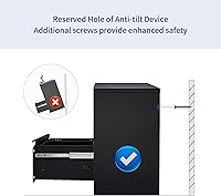 Vista 6 de Archivador de 2 cajones, archivador lateral negro con cerradura, archivador de metal con cerradura para oficina en casa, archivadores de oficina