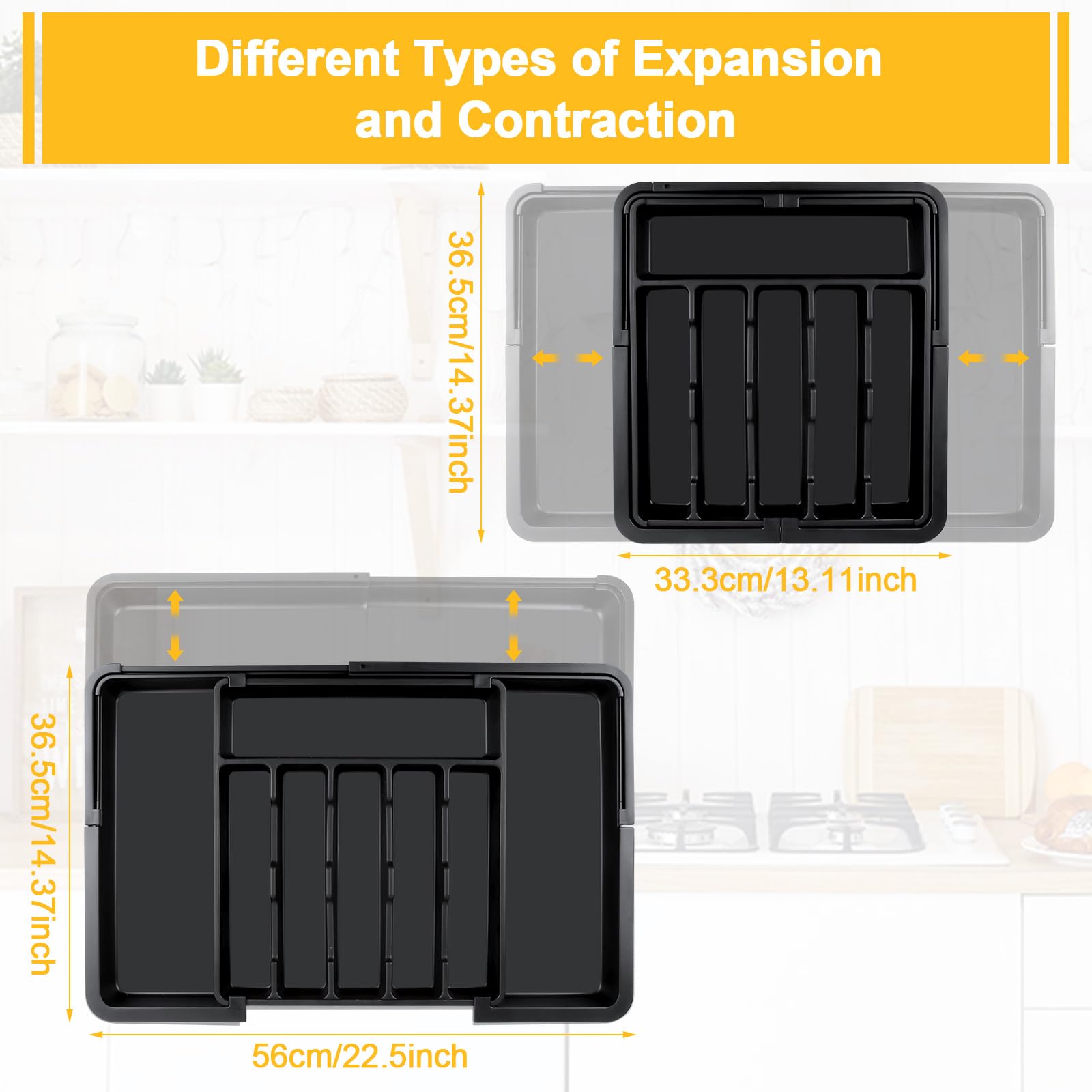 Range Couverts Extensible Pour Tiroir - Organisateur Grand Plateau Ustensiles Cuisine 9 Compartiments