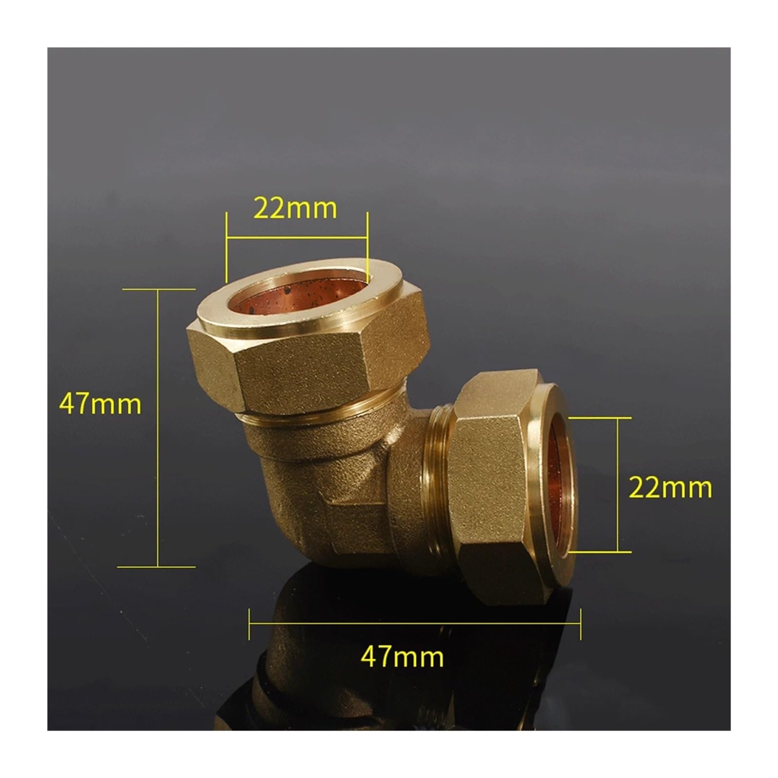 6 8 9,52 10 12 14 15 16 18 20 22 25 28mm tubo de unión de compresión codo OD 90 grados conector de tuberías de latón acoplador aire acondicionado(22mm)