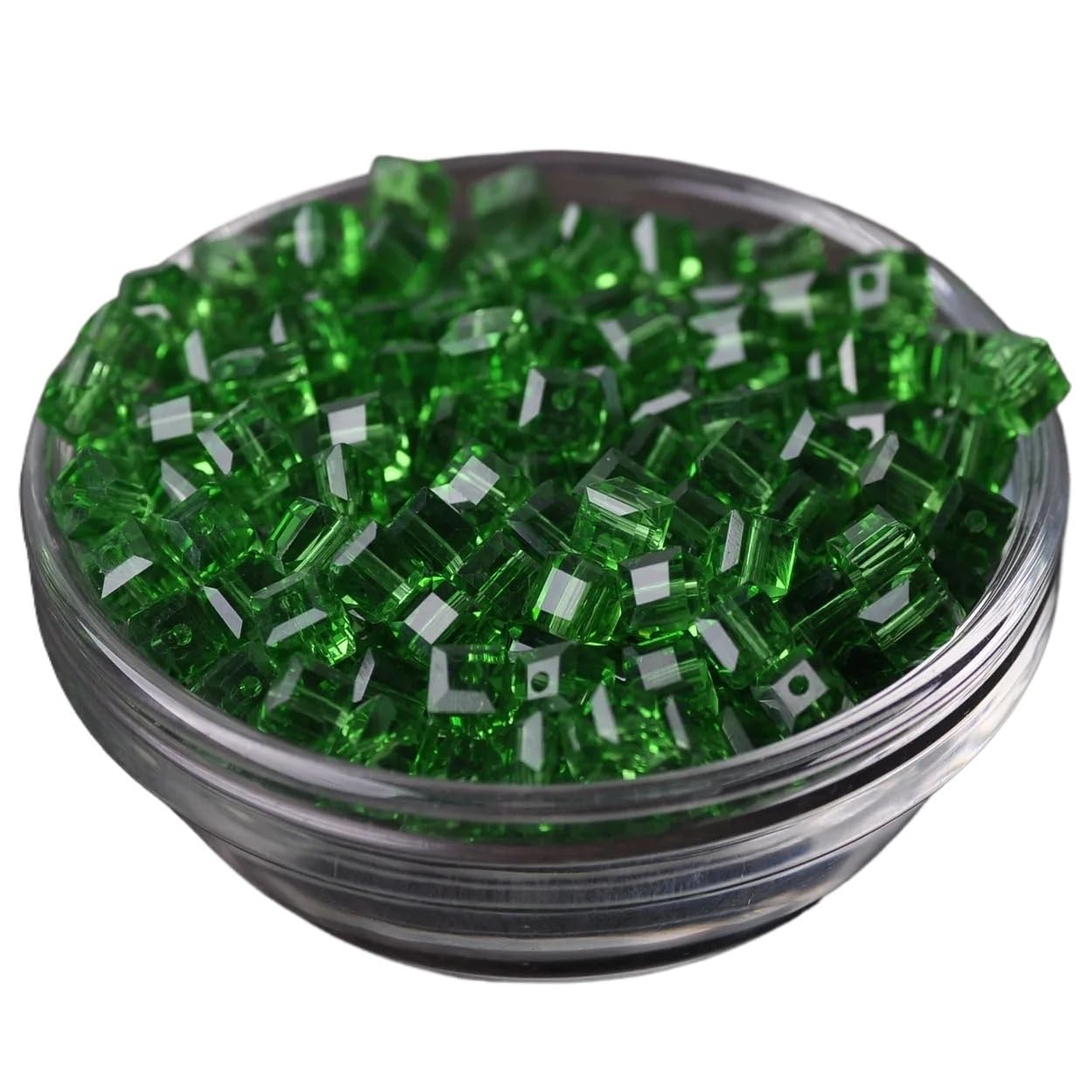 JINFEUGE 3.0Mm /4Mm/ 6Mm/ 8Mm /10Mm Cube Square Faceted Czech Crystal Glass Loose Crafts Beads Wholesale Lot/Green/4Mm 100Pcs