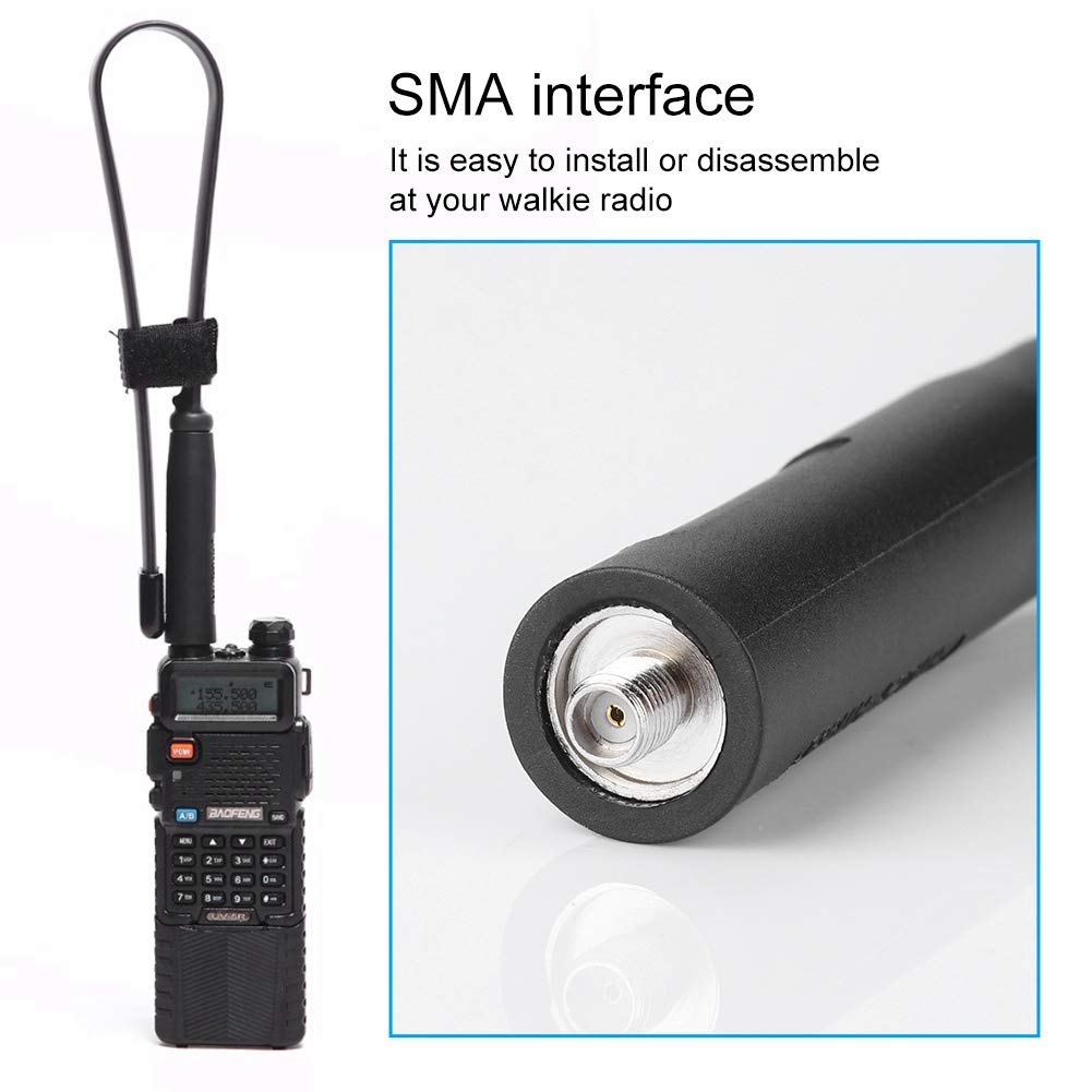 Antenne Talkie Walkie, Antenne VHF/UHF Double Bande Antenne Talkie Walkie Pliable Pour UV-5R, UV-5RA, UV-5RC, UV-5RE, UV-82, Etc.(47cm