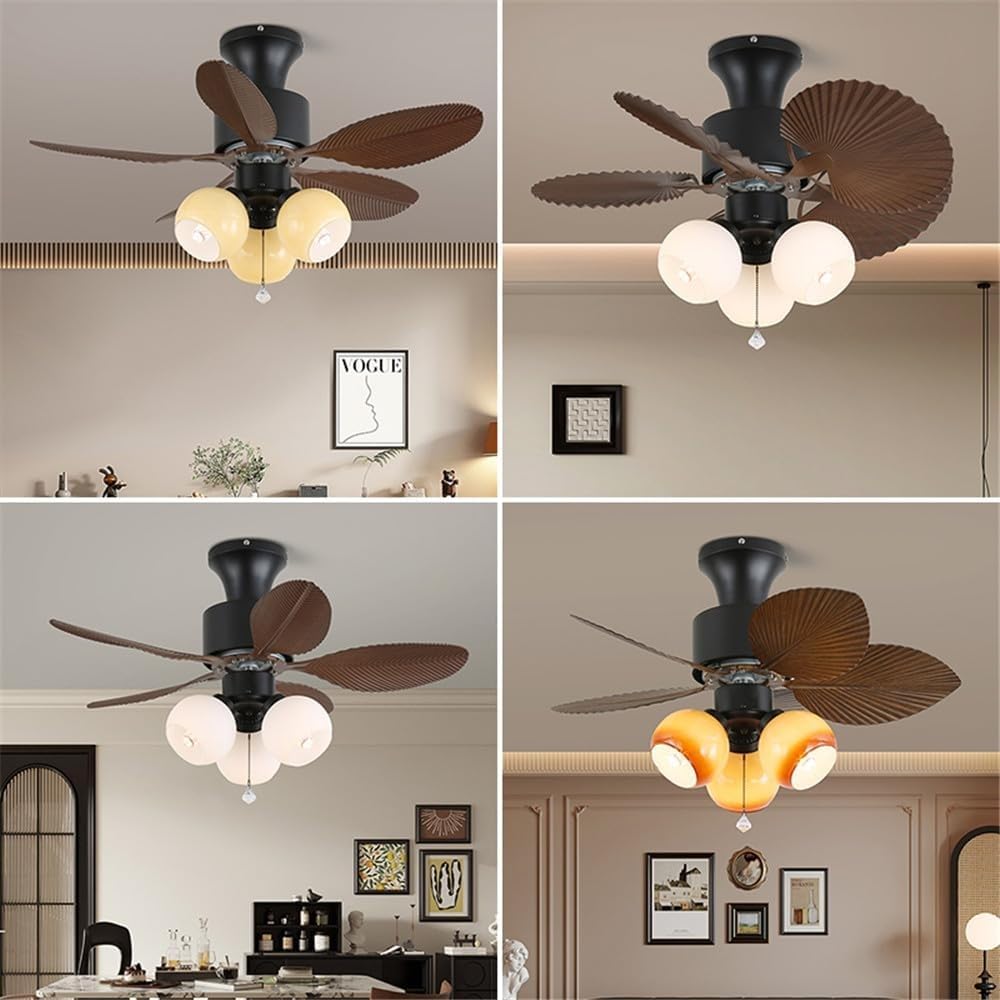 American Retro & European Luxury LED Ceiling Fan Light with Remote - Ideal for Living Room, Bedroom, Study, Restaurant, Western Restaurant, Villa, Hotel, (Style 3)