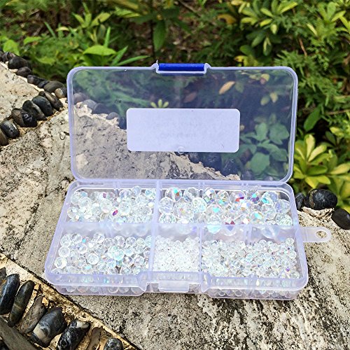 Image of Crystal AB Rondelle Glass Beads for Jewelry Making, Faceted Briolette Crytal Spacer Beads for Bracelet Necklace Earring (2mm 4mm 6mm 8mm 10mm Mixed Sizes, 1000pcs)