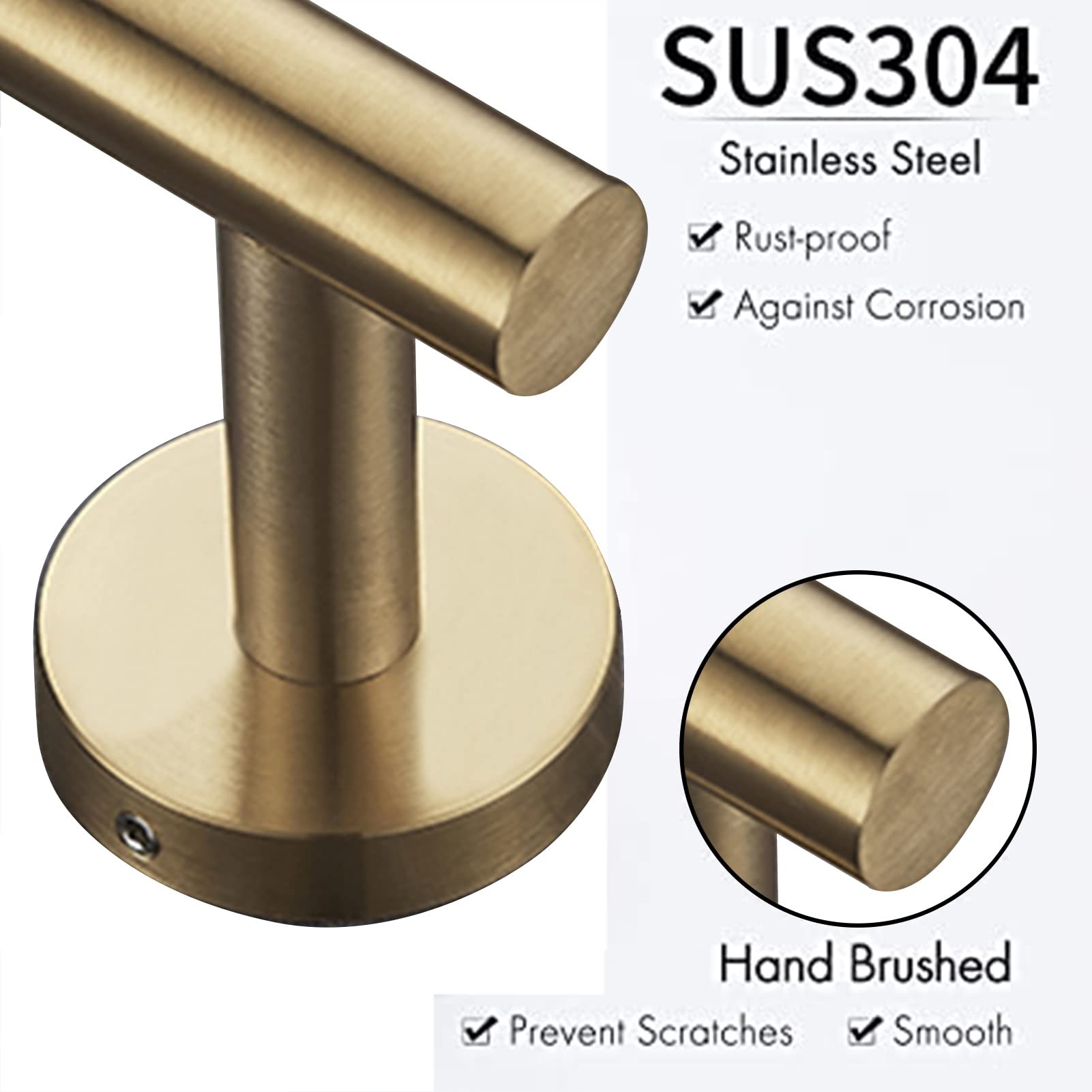Portasciugamani in acciaio inox SUS304, 30 cm, per bagno e cucina, finitura spazzolata, 60 cm, design moderno salvaspazio ed elegante