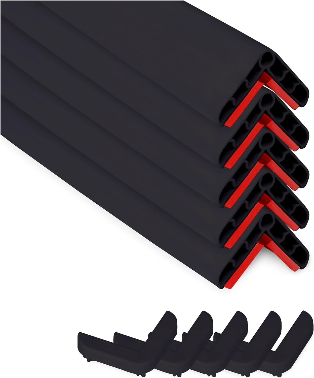 Rubber Bond Wall Corner Guard Edge Protector, 1x1x36 inch Baby Proofing Corner Guards | Self-Adhesive Furniture Edge Strips for Home & Office (5 Pack, Black) 5 Pack Black