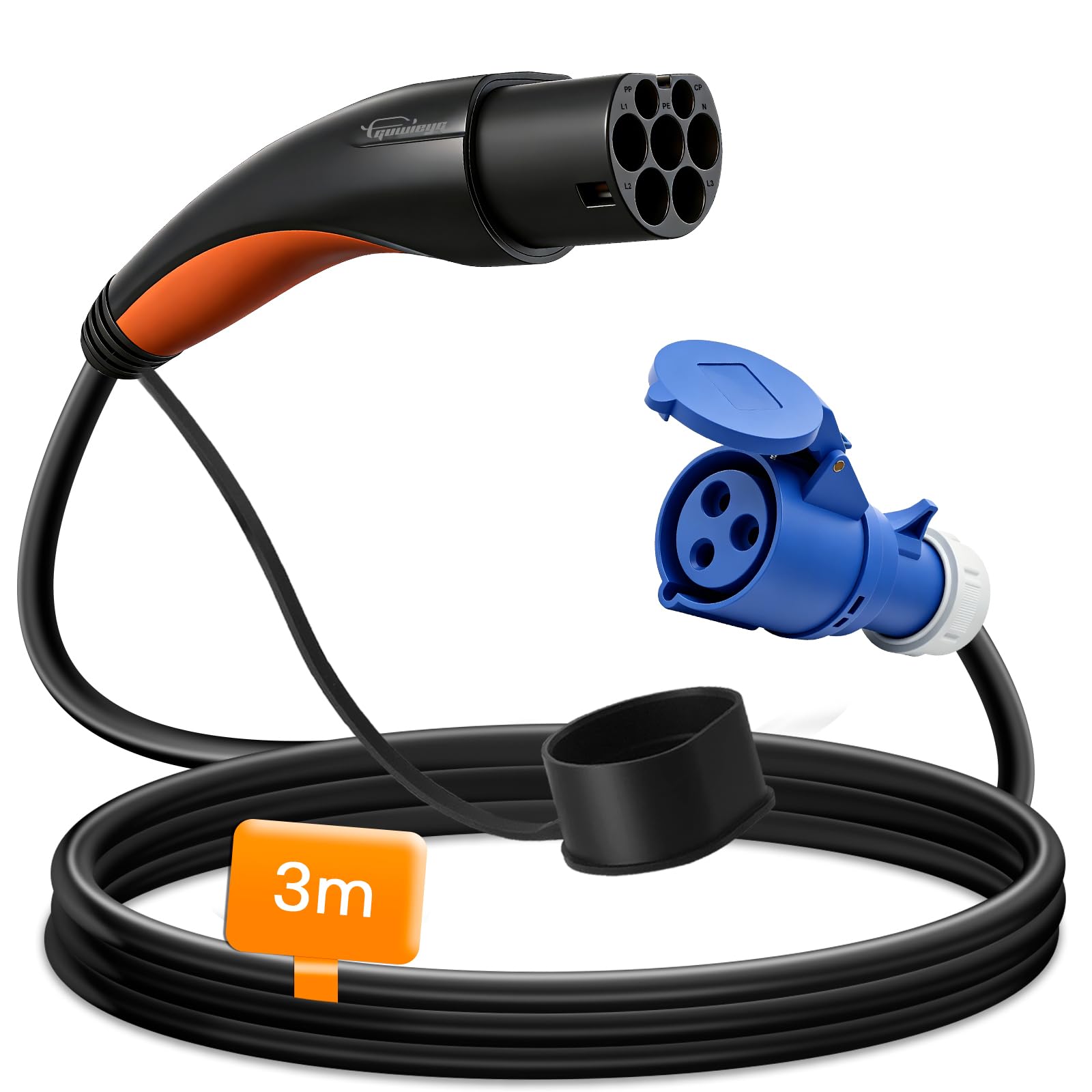 Adapter typu 2 na CEE, maks. 16 A, 3 m, kabel typu 2 na CEE do stacji ładowania lub Wallbox