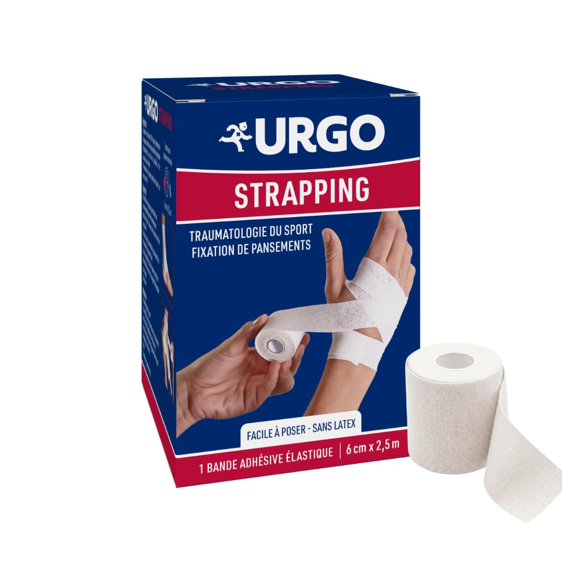 Urgo - Taśma klejąca – elastyczna taśma klejąca – Zawiera/mocowanie opatrunków – 1 pasek 2,5 m x 6 cm