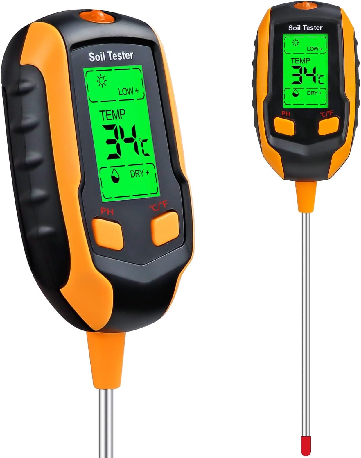 4-in-1 Soil Moisture Meter,Digital Plant Temperature/Soil Moisture/PH Meter/Sunlight Intensity/Environment Humidity Backlight LCD display Soil Test Meter for Gardening, Farming,and Outdoor Plants