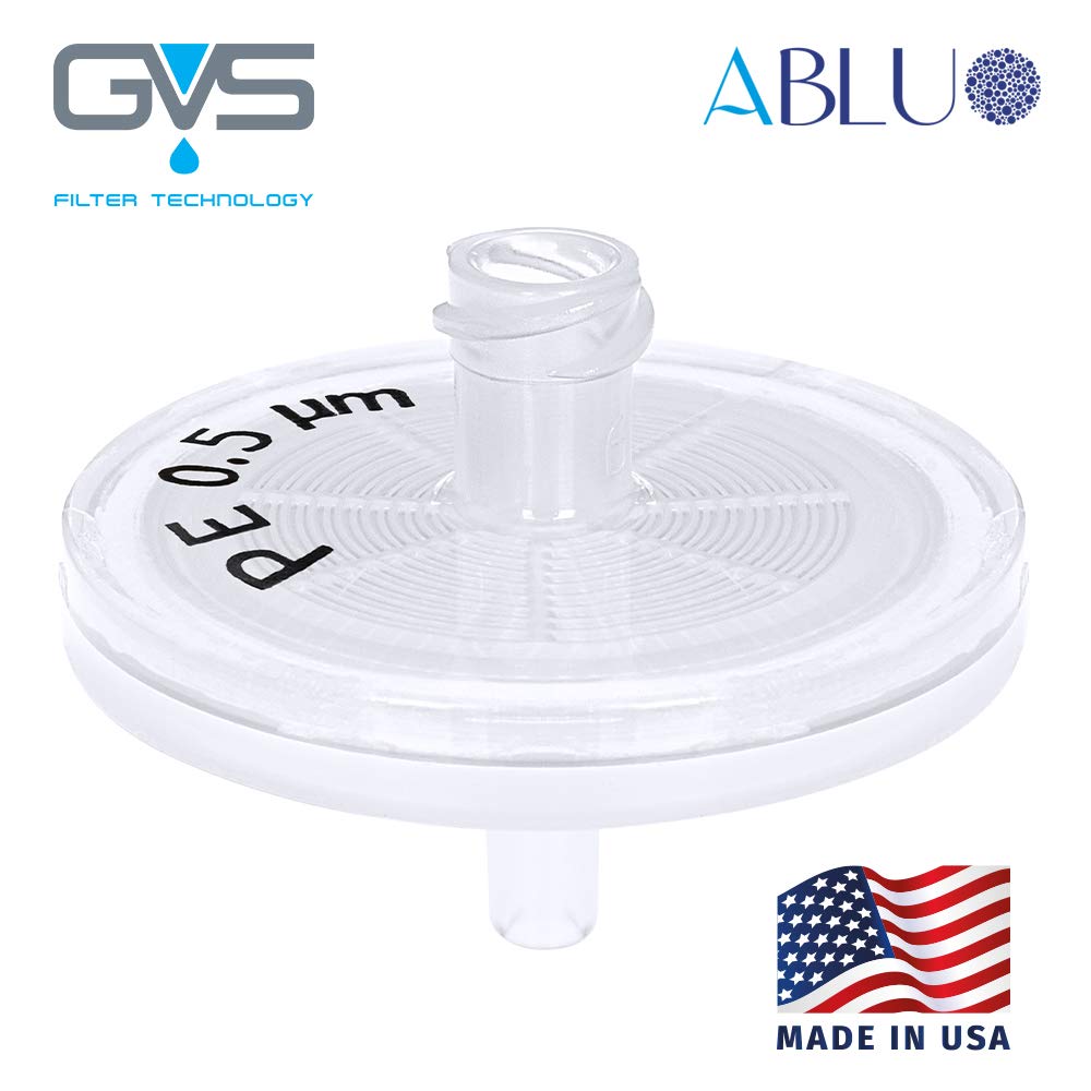 Filter Technology, Syringe Filter, ABLUO, 25mm, PE Membrane, 0.5µm, PP Housing, 100/pk