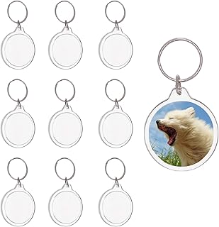 PH PandaHall Blank Photo Insert Keychains, 60 Sets Acrylic Photo Snap in Keychain 1.6 Inch Round Custom Blank Photo Keyrin...