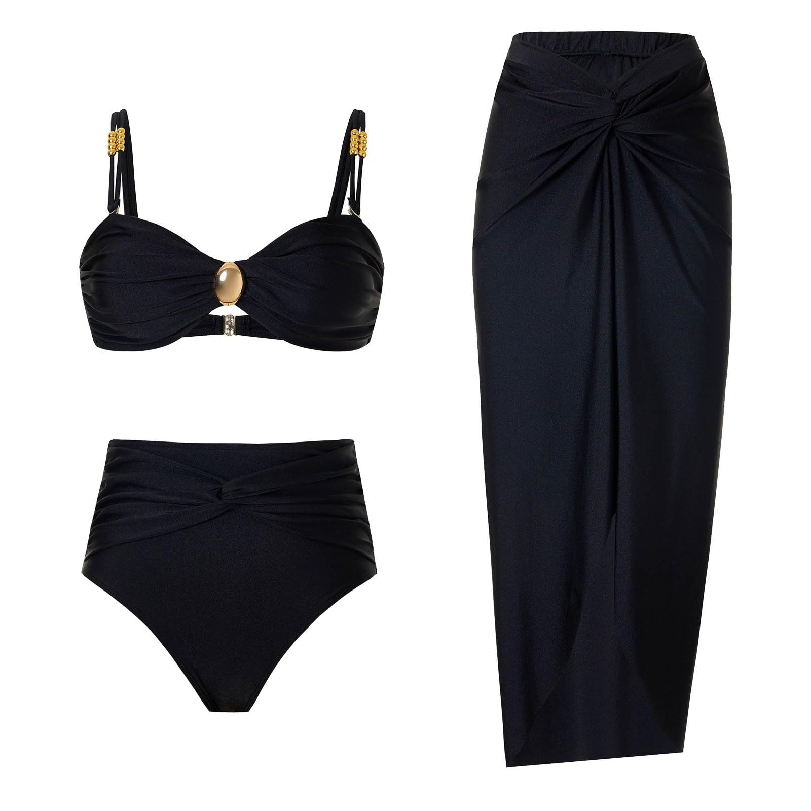 Generico Costumi da Bagno Donna Due Pezzi Curvy - Bikini Vita Alta Donna Costume da Bagno Contenitivo Costumi da Mare Push Up Swimsuit Abbronzante Beachwear Triangolo Swimwear da Spiaggia Piscina