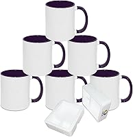 Vista 9 de MR.R Tazas de café en blanco de sublimación de 11 onzas, taza blanca con taza de color naranja interior y asa, juego de 6