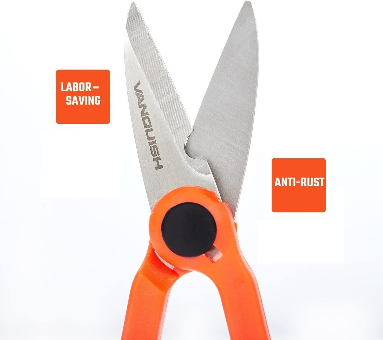 Vanquish Electrician Scissors with Stainless Steel Serrated Blades and Wire Cutting Notch, 5.7 Inch (3260) - - 