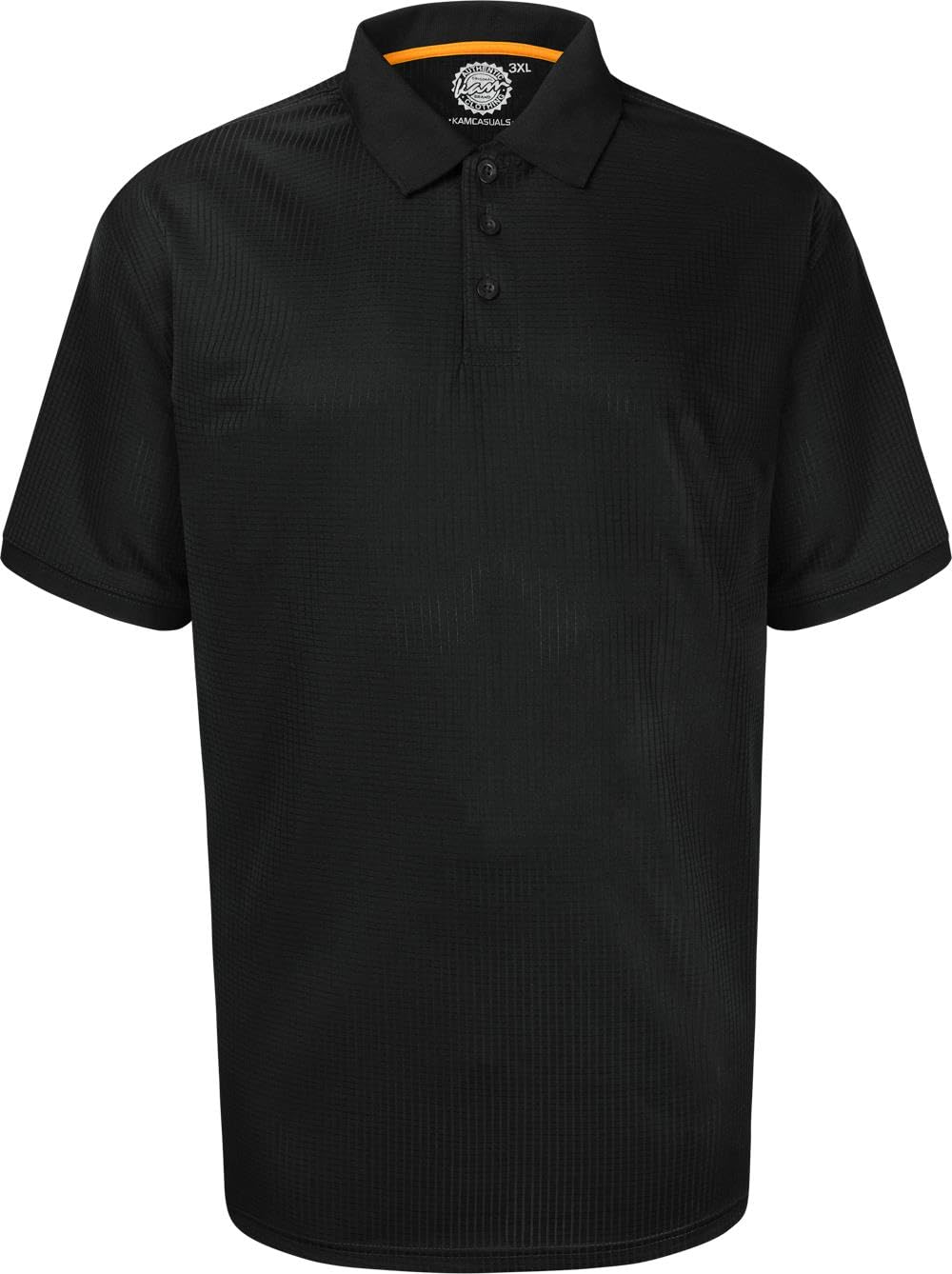 KAM Mens Big Size Performance Breathable Mesh Sports Polo Shirt (5401) in Black in 5XL
