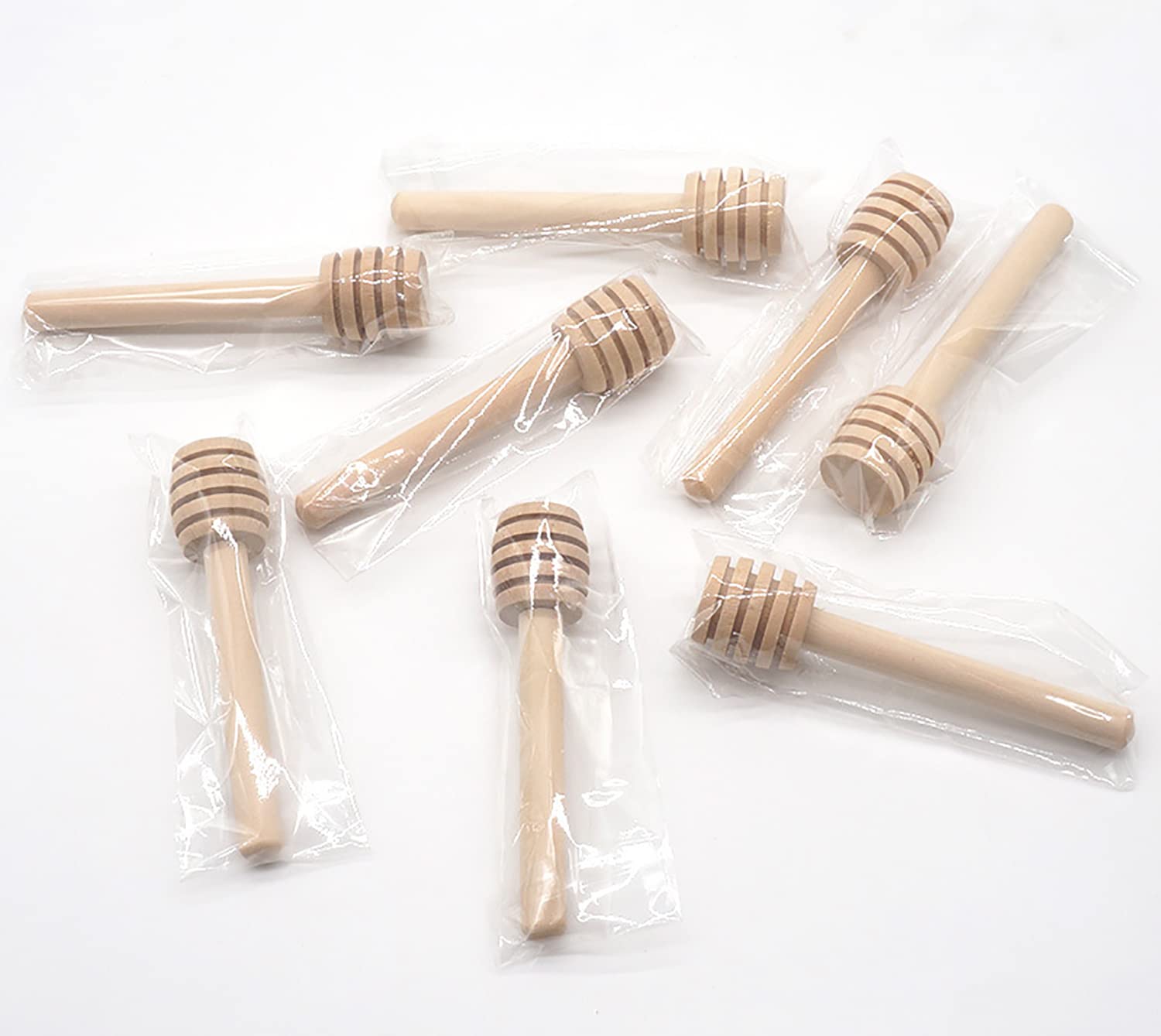 ICEYLI Honigrührer aus Holz, 4 Stück, 7,6 cm, Mini-Honigwierstäbe, Honigkamm, Honiglöffel, zum Sammeln von tropfendem Marmelade