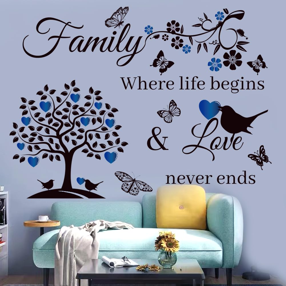 Calcomanías de pared con frases de familia, calcomanías inspiradoras para pared, sala de estar, dormitorio, decoración del hogar, calcomanías de pared, murales de vinilo, calcomanías de arte de pared