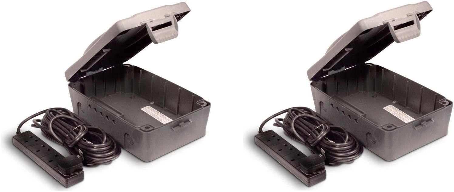 2 X Masterplug Weatherproof Box with 4 Socket 10m Extension Lead