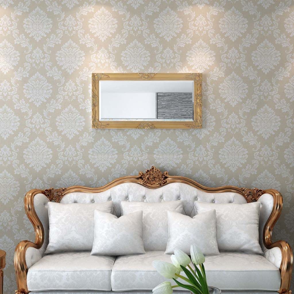 KGHFDVB Ornate Baroque Wall Mirror 100x50 cm with Gold Wooden Frame, Antique Castle Style with Bevelled Edge for Dressing Room