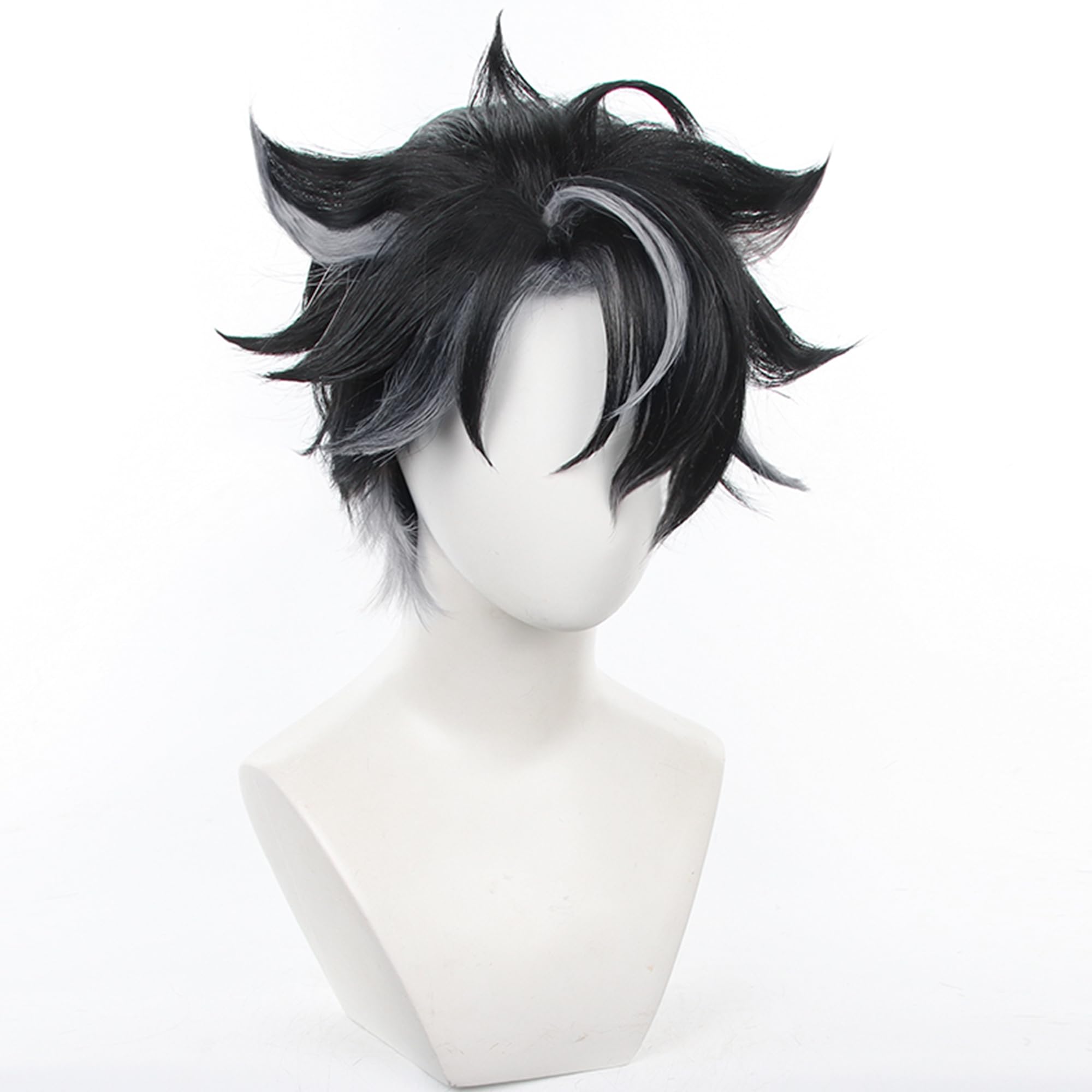 Black Mixed Grey Short Heat Resistant Synthetic Costume Straight Hairs for Adult Women Men Halloween Cos Anime Party Replacement Wigs - Image 4