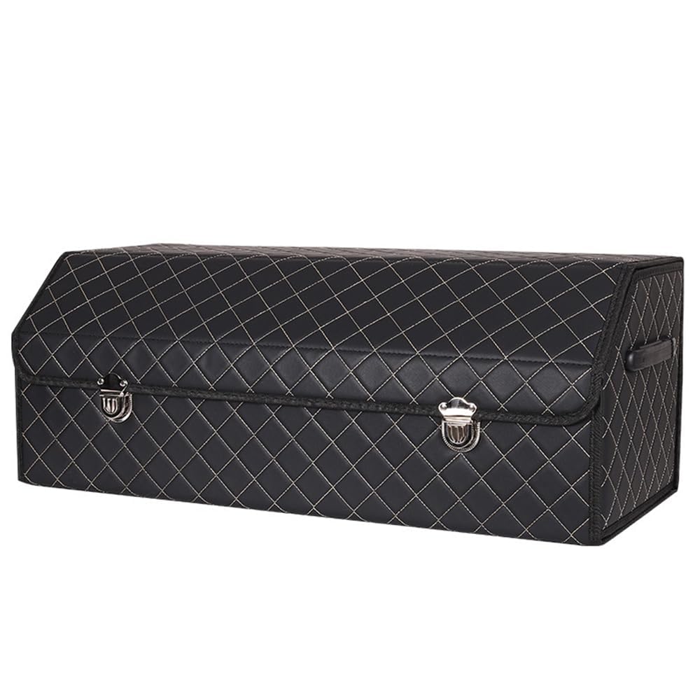 Organizador Maletero Coche para Chrysler Grand Cherokee PHEV 2018-2023, Coche Cuero PU Almacenamiento Bolsa Impermeable Plegable Organizador Portátil,B-Black-75 * 32 * 30cm