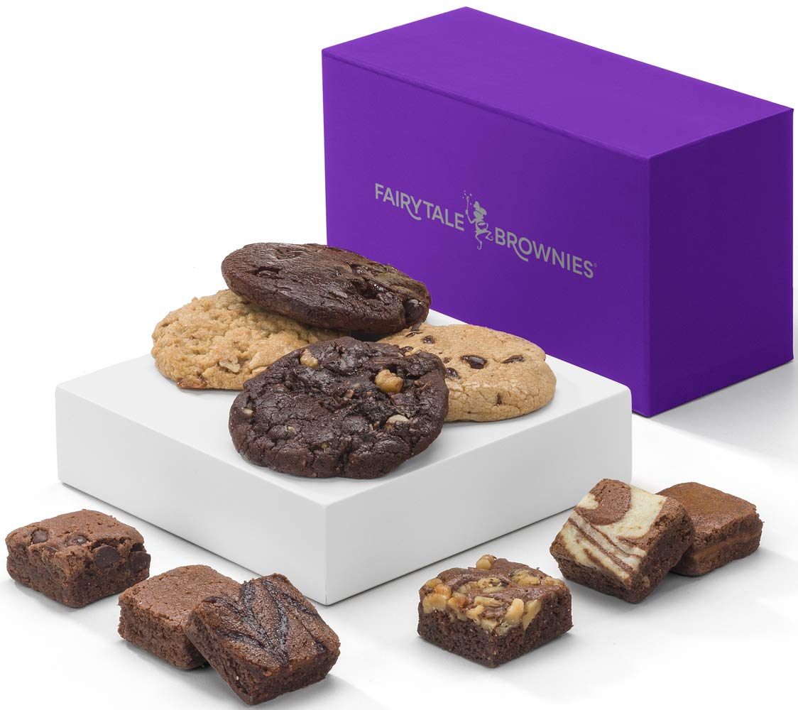 Treasure Cookie & Magic Morsel Combo Individually Wrapped Gourmet Chocolate Food Gift Basket - 1.5 Inch x 1.5 Inch Bite-Size Brownies and 3.25 Inch Cookies - 10 Pieces - Item HF340