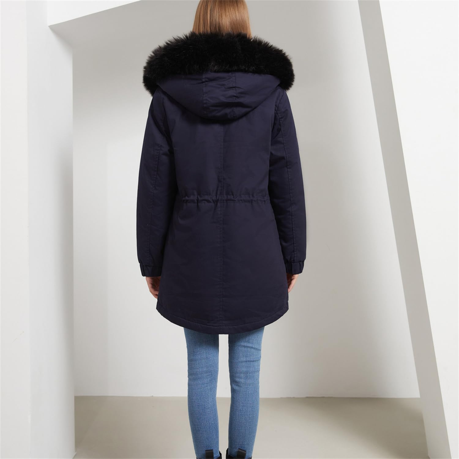 Générique Femmes épaississement chaud manteau d'hiver capuche en duvet Pike fausse fourrure extérieur manteau long veste manteau