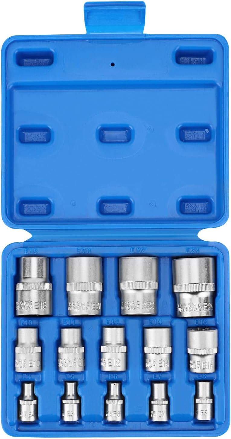 KingTool 14-Piece Mechanics Tool Set - Socket Set with Tool Box Storage Case for Home, Automotive, Bike Projects