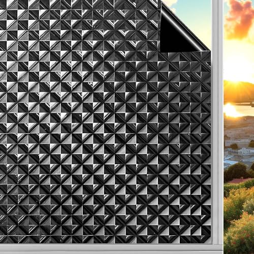 Image of Blackout Window Film, Sun Light Blocking Frosted Privacy Window Cling for Glass, Darkening Window Tint for Day Sleep, UV Blocking Static Cling Window Cover (24 X 78 Inch, 3D Reflect Blackout)