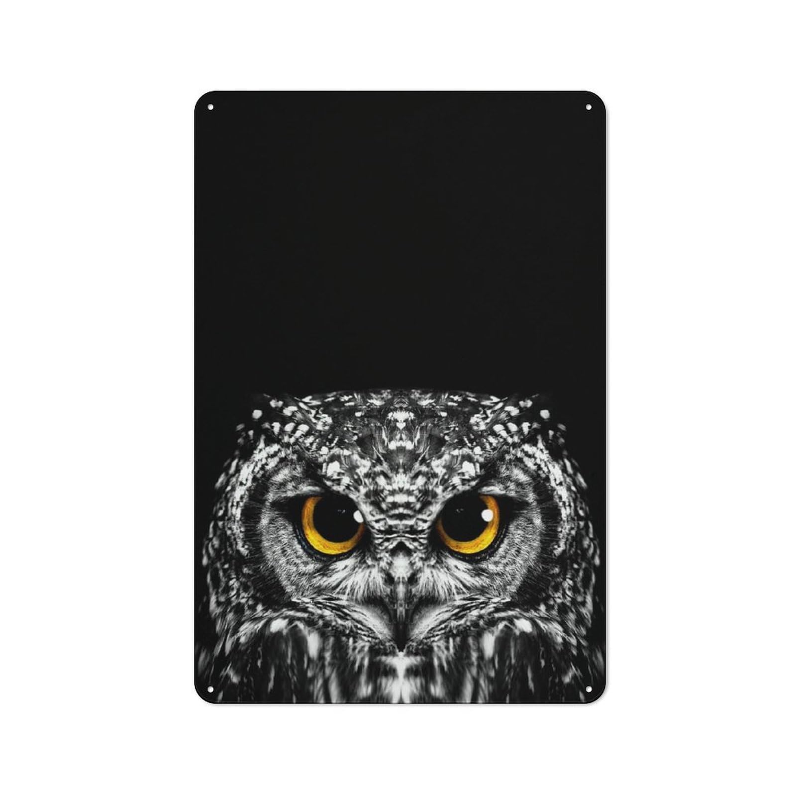 Junmoney Style-19 Cute Owl Head Industrial-Style Tin Sign 30X20cm For Garage Or Workshop, For Garage, Workshop And Man Cave Decoration