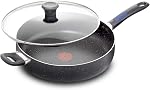 T-FAL, Signature, Pots et poêles non toxiques, 24cm (10 dans)/ 30cm (12 Dans), Ensemble de cuisine à effet de pierre, Indicateur de chaleur thermopote, Sécurisé par l'Utensile Métallique, Noir, Four-Sécurité jusqu'à 175 °C/350 °F