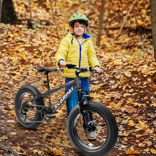 Image of Ecarpat 20 inch Kids Mountain Bike for Boys Girls 7-15 Years Old, All Terrain Mountain Bikes 7-Speed with Mechanical Disc Brakes Front Suspension, Mountain Bicycle Gift for Boys and Girls