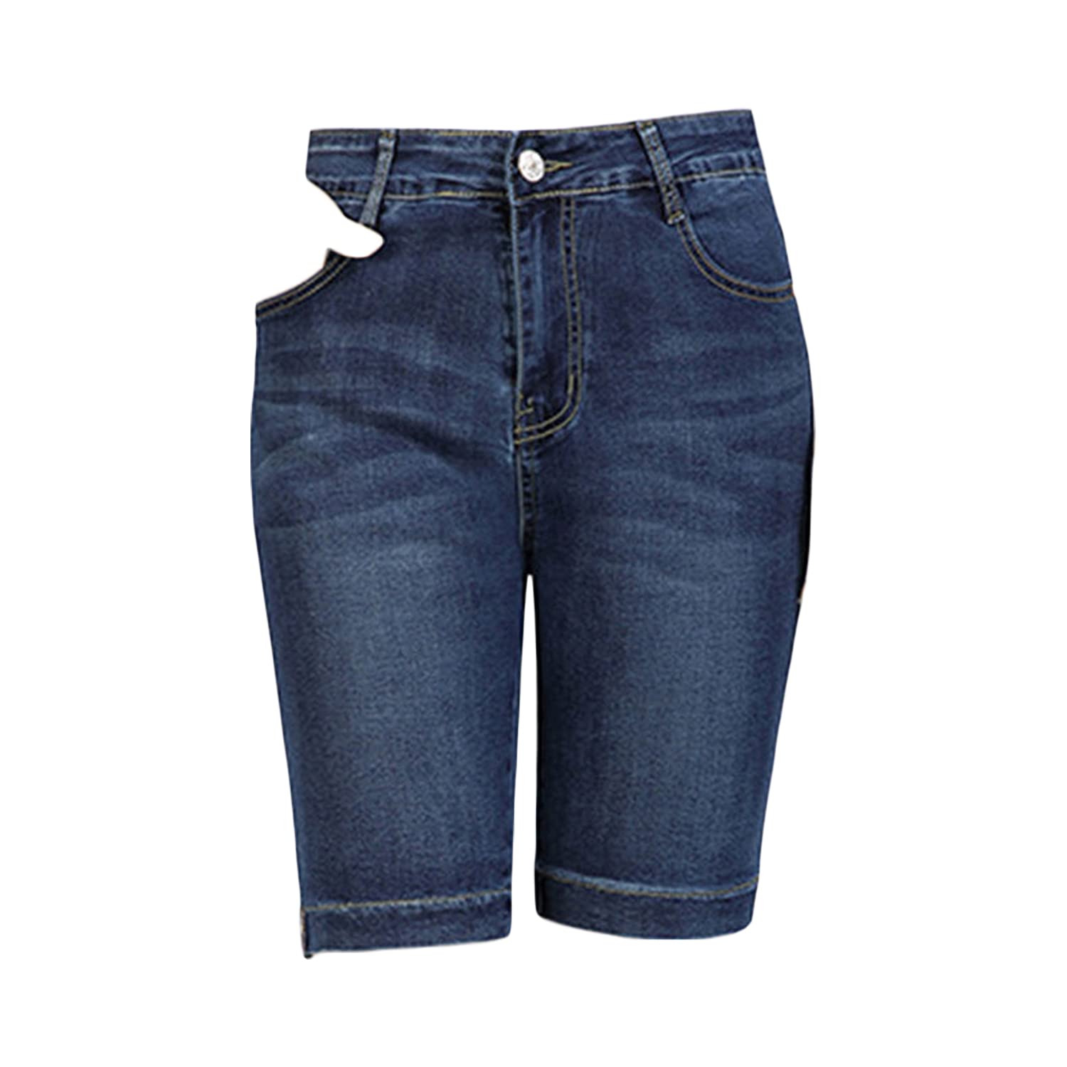 women39s knee-length denim shorts high rise slim bermuda short summer casual cozy stylish stretchy short jean legging