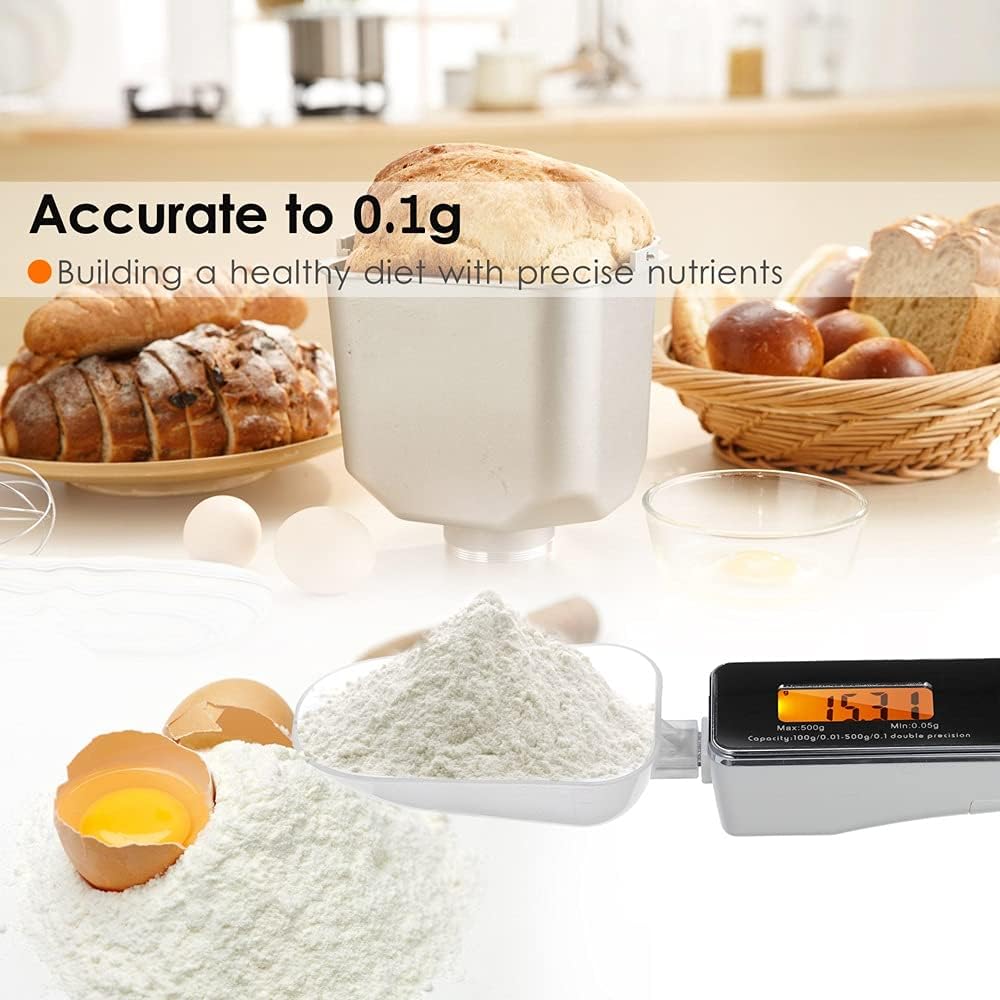 Digital Spoon Scale Electronic Measuring Kitchen Food Tare Function Capacity 0.05g-500g(Blue)