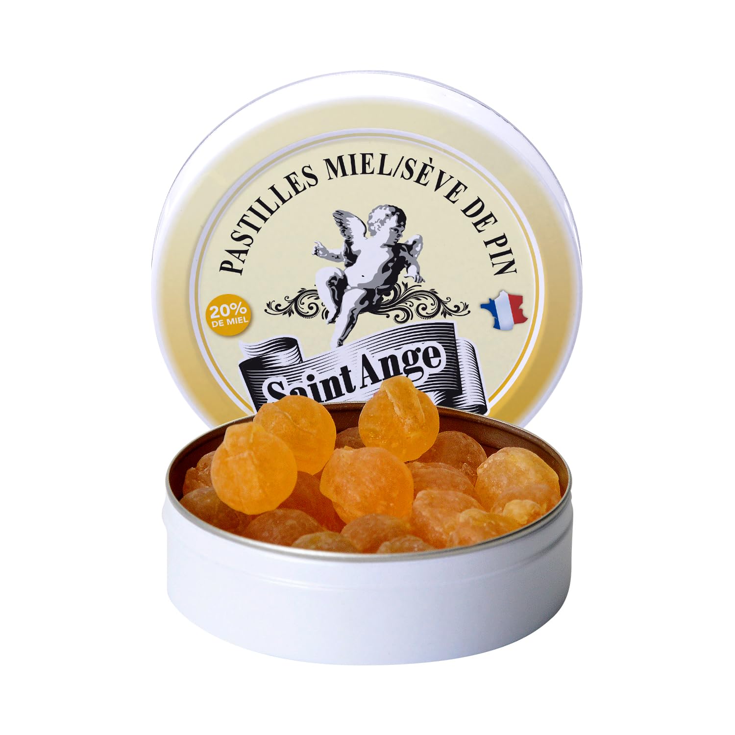 Lot 10 boites Miel Sève de Pin Pastilles Saint-Ange Bonbons Traditionnels 100% Français Miel Sève de Pin