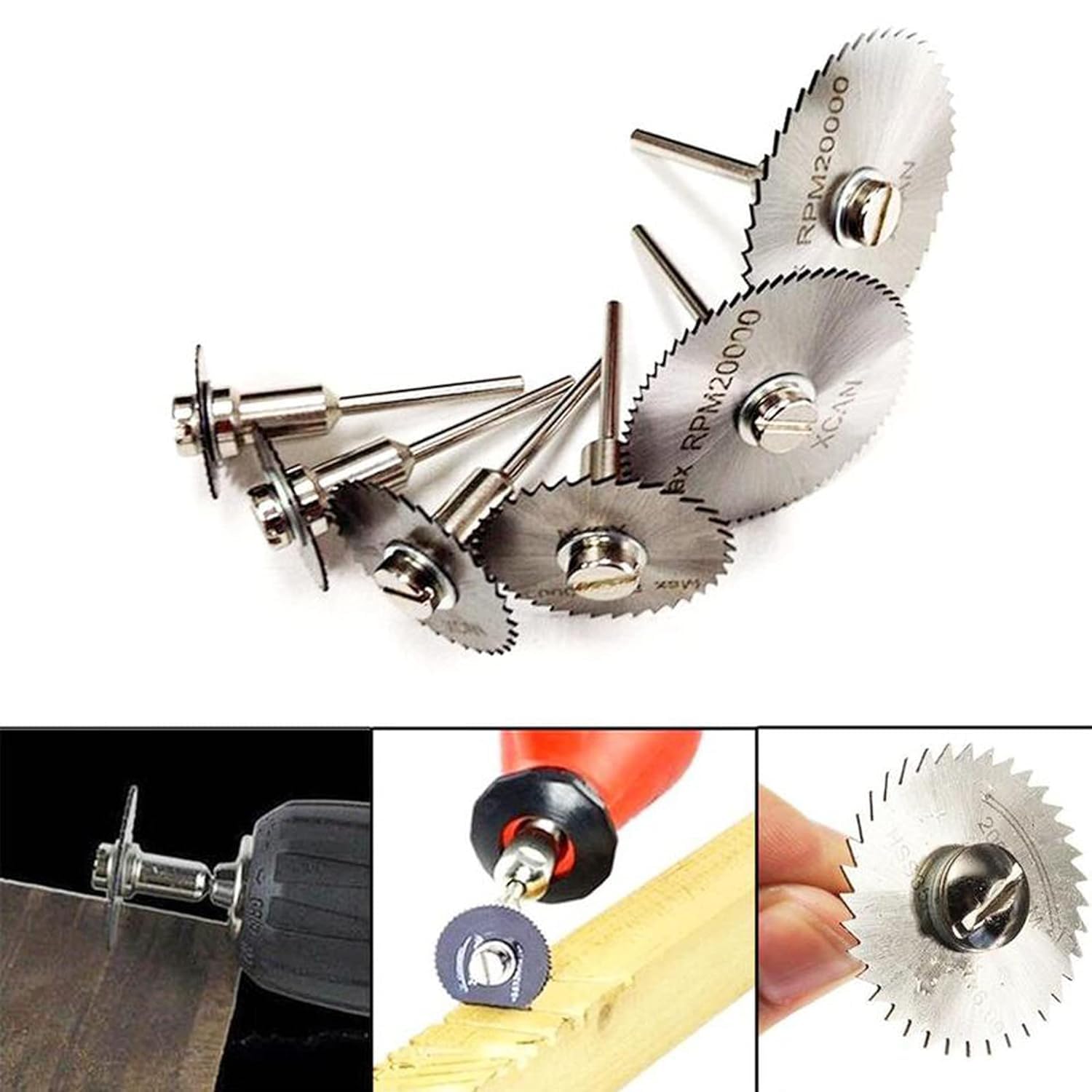 Set di 8 lame circolari, lame in acciaio ad alta velocità per utensili rotanti, lame in acciaio circolare HSS per utensili multifunzione per tagliare legno, plastica e metallo