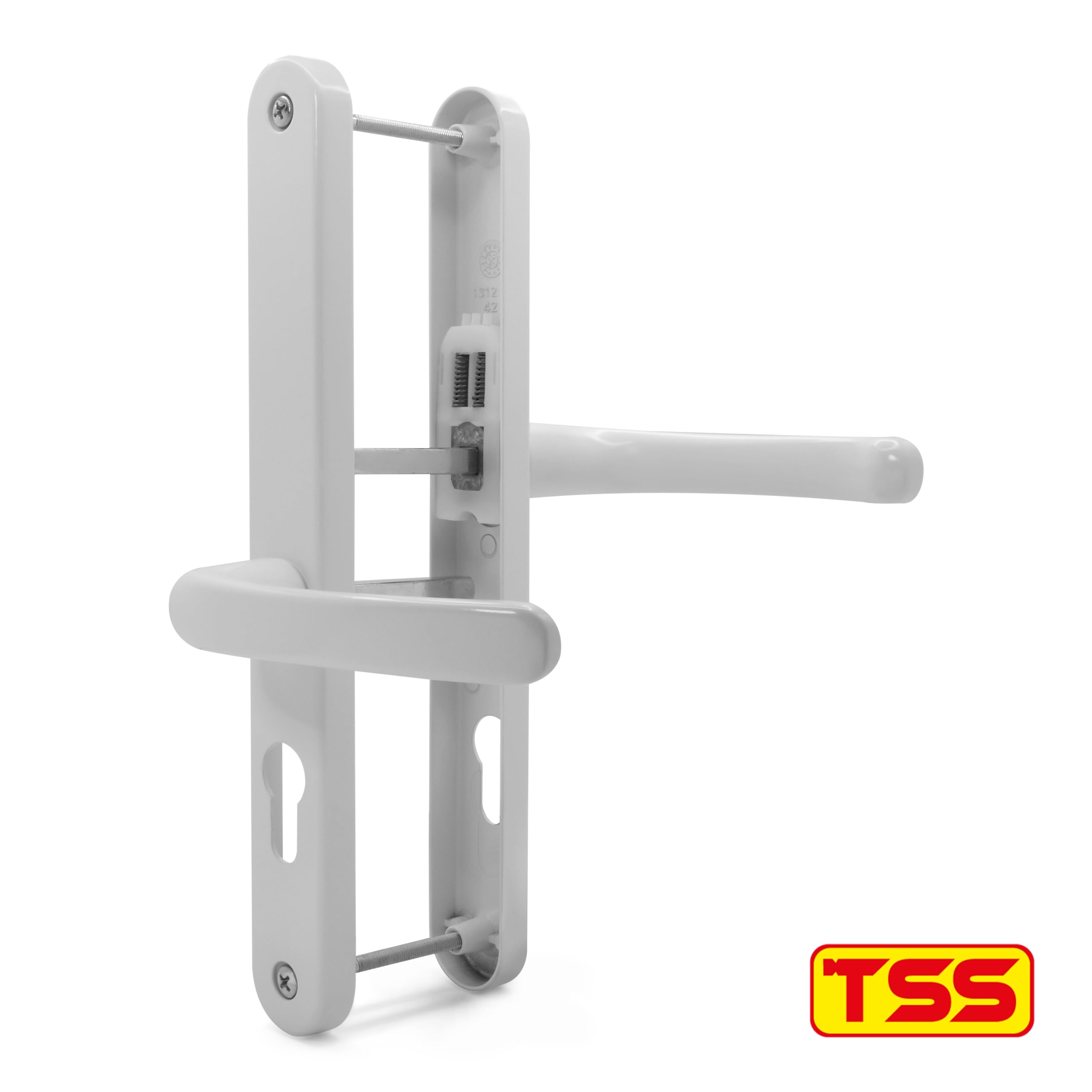 TSS UPVC Door Handles Set, Lever Offset Lever, 48mm / 87mm PZ (Centres), 240mm Screw to Screw, Backplate 270mm X 32mm - Image 2