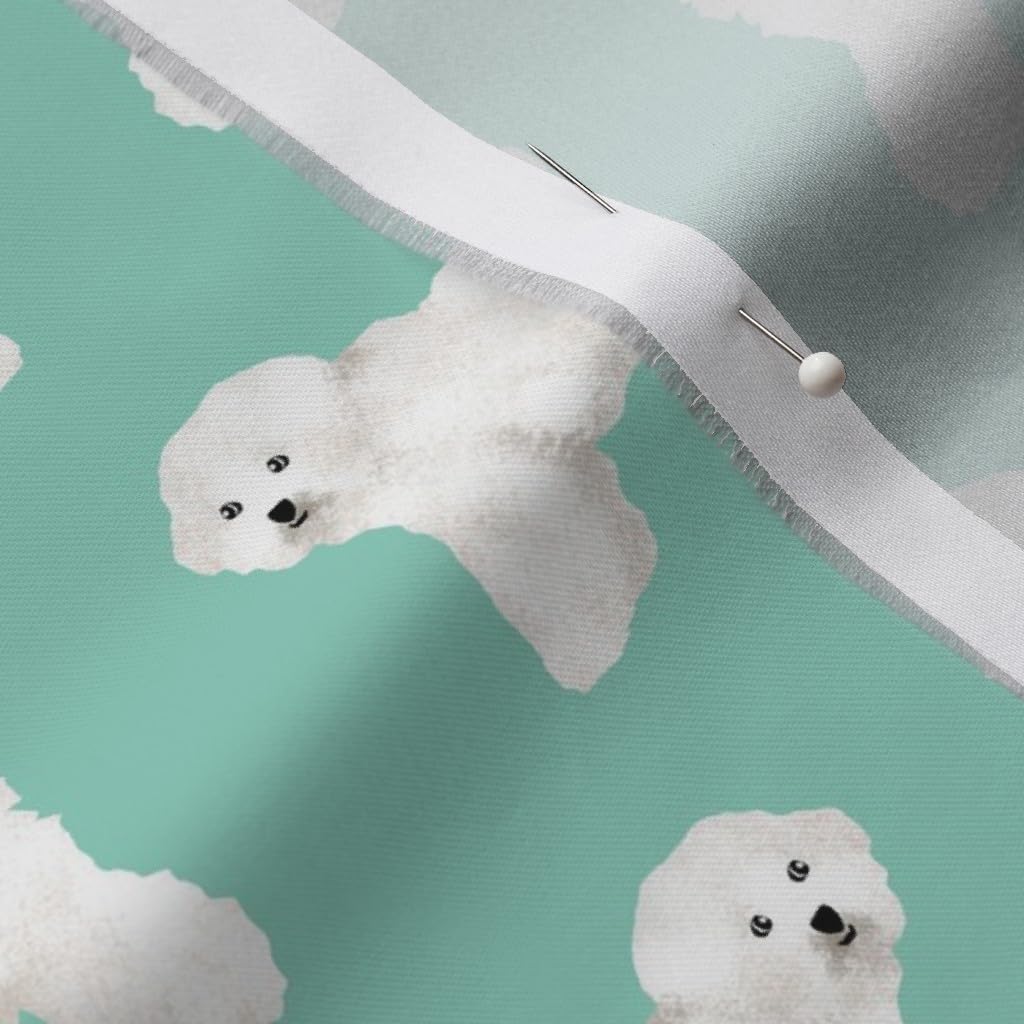 Spoonflower Fabric - Dog Print Mint Cute Breed Dogs Printed on Organic Cotton Sateen Fabric by The Yard - Sewing Quilting Apparel Home Decor