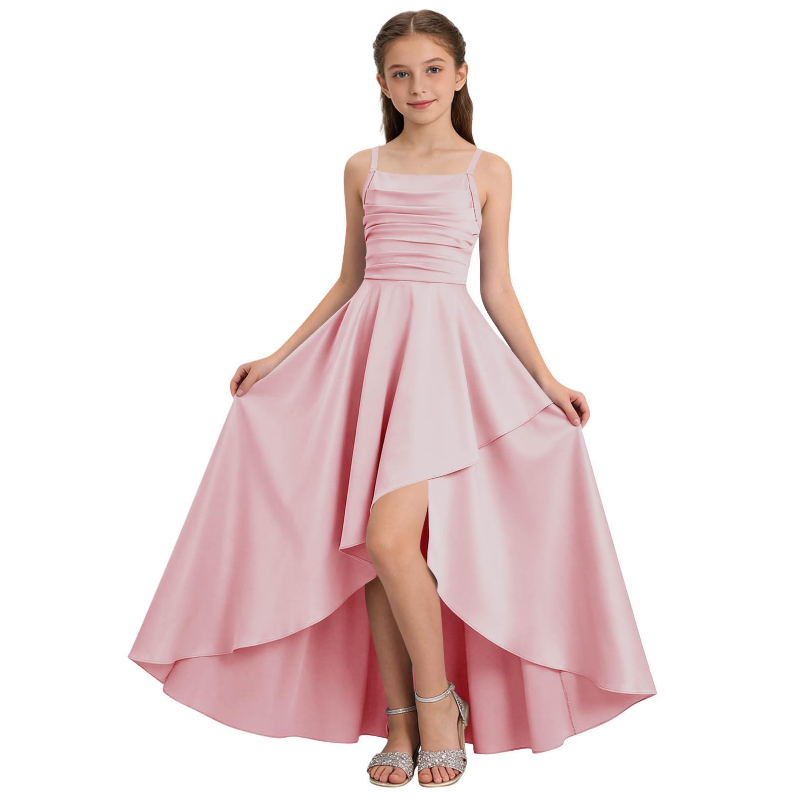 XINYUNZU Kleider Mädchen A-Linie Kleid Festlich Leichte Sommerkleid Lang Trägerkleid Abendkleider Festliches Mädchenkleider Ballkleid Freizeitkleid Kinder Cute Dress Girl Elegante Kinderkleider