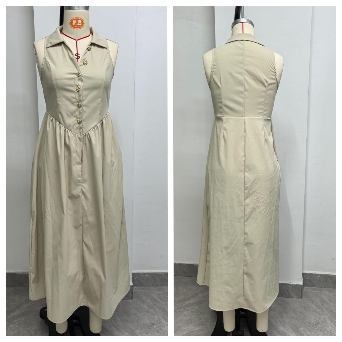 Vestido Largo Camisero de Mujer | Sin Mangas de Verano con Bolsillos