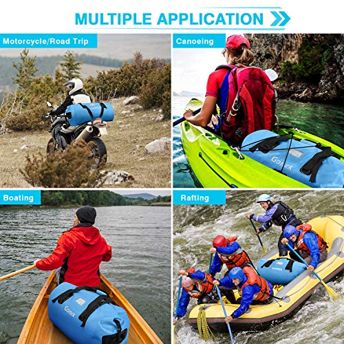 Gonex 60L Large Waterproof Duffle, Durable Travel Dry Duffel Bag for Kayaking Boating Fishing Outdoor Adventure Light Blue