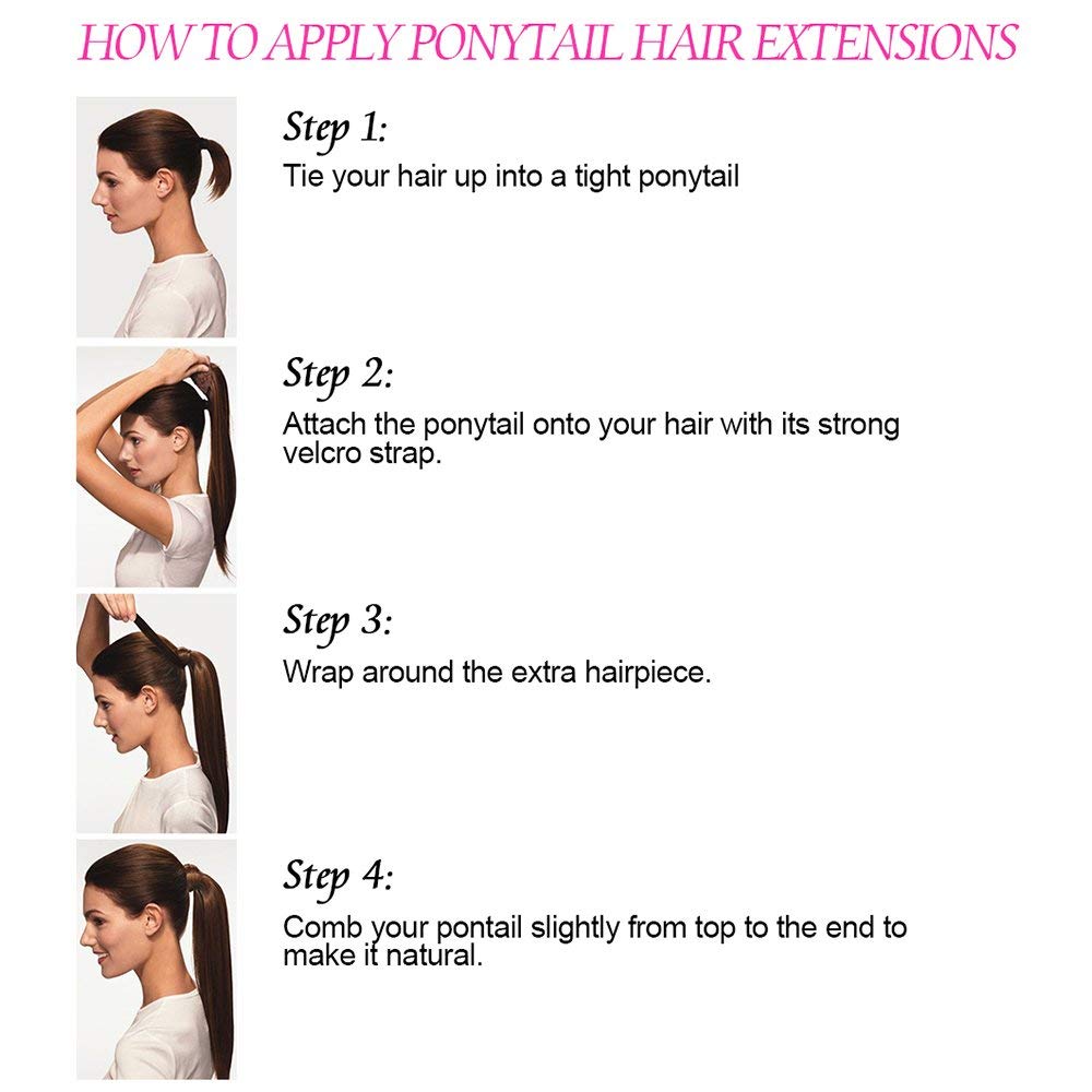 32"(81cm) SEGO Coleta Postiza Larga Pelo Sintético Se Ve Natural [Castaño Oscuro] Extensiones de Cabello Clip Cola Lisa Ponytail Extension (140g) — view 7