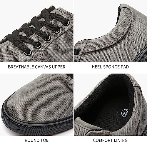 BENPAO Mens White Casual Shoes All Black Fashion Sneakers for Men Low Top Lace Up Canvas Shoes3