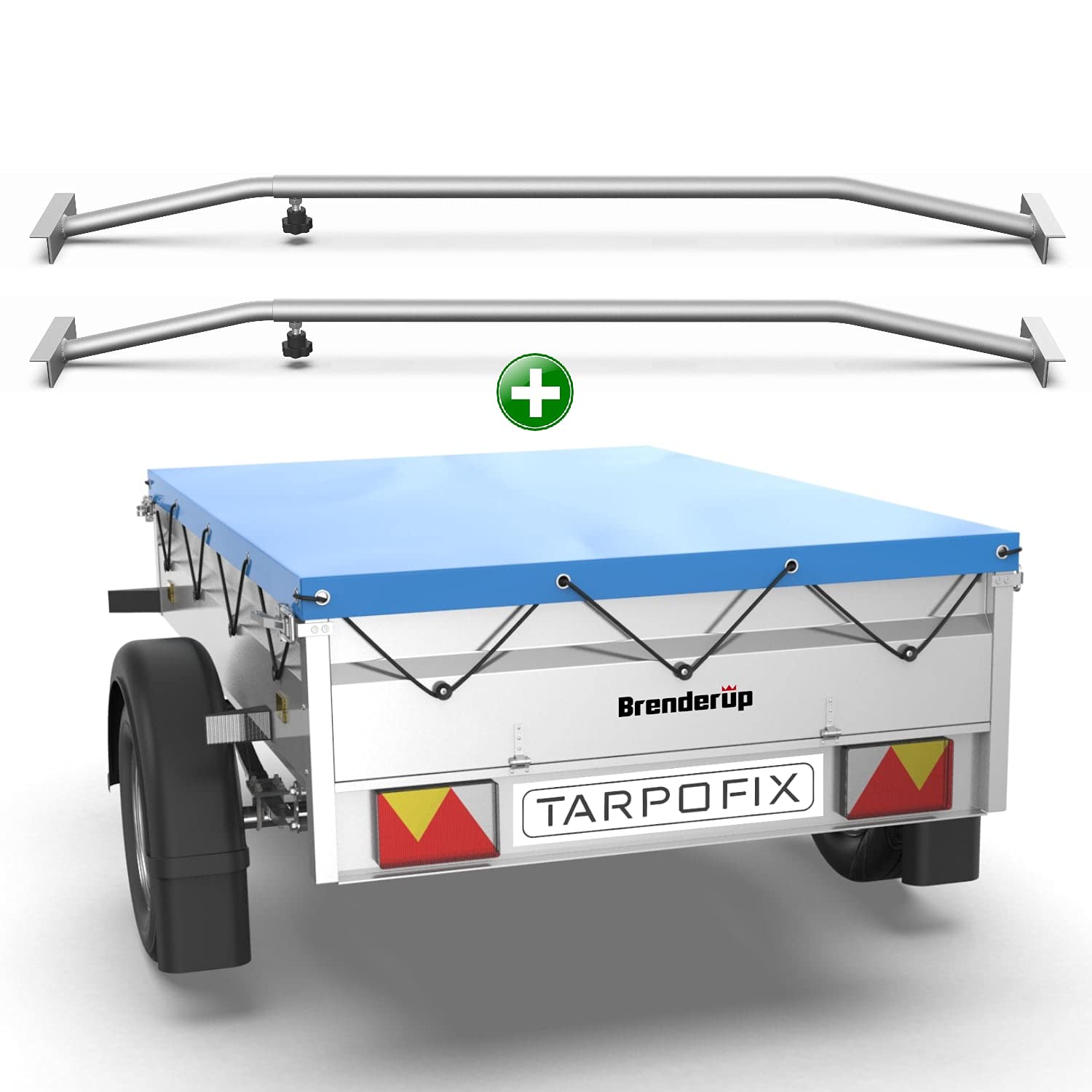 Tarpofix® Anhängerplane 150x100 cm + 2X Planenbügel | Anhänger Plane Flachplane aus PVC PLANENMATERIAL | Verstärkte Brenderup Anhänger Plane für DDR PKW Hänger | Abdeckplane + Flachplanenbügel