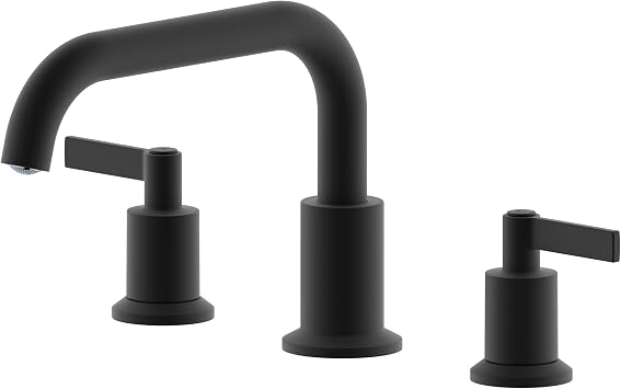 Bathtub Faucet with Valve, 2-Handle Widespread Roman Tub Faucet,3 Hole Deck Mount Roman Bathtub Faucet,Matte Black,RF-3055-MT