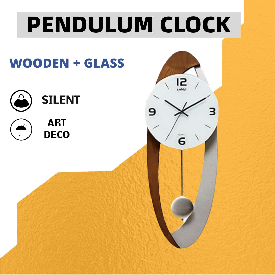 Amazon.com: HAOWEIH Pendulum Wall Clock Silent Non Ticking Clocks
