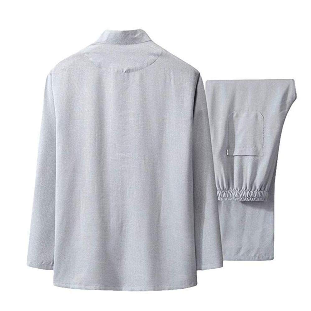 Tradycyjny mundur sztuk walki Mundur treningowy Kung Fu Tai Chi dla mężczyzn, czarno-szary, rozmiary 164-190 cm(Grey,164)