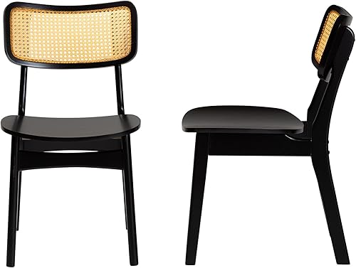 Miniatura 5 de Baxton Studio Tafari - Juego de 2 sillas de comedor, marrón oscuromarrón claro