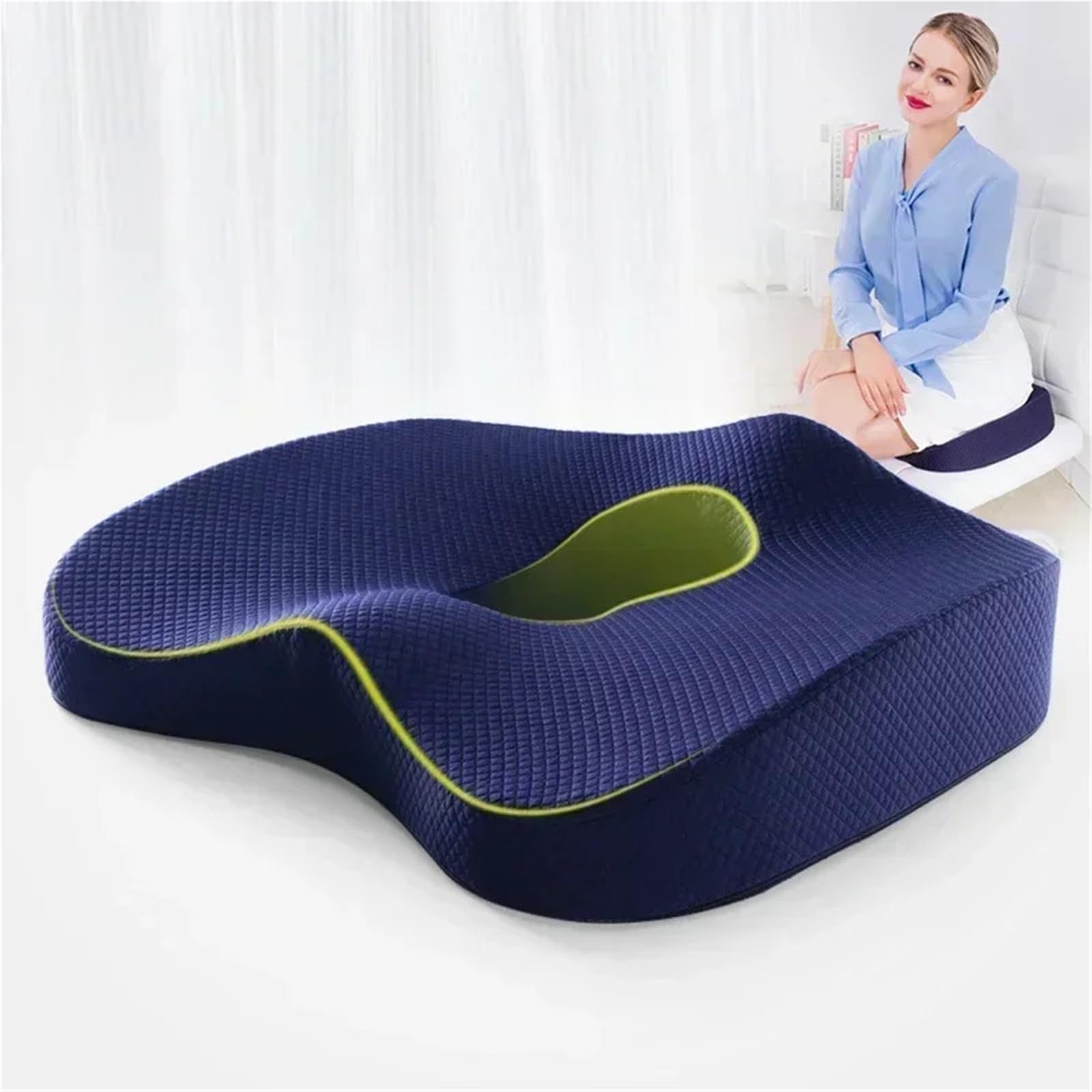 Cuscino for sedile in memory foam ortopedico for sedia da ufficio for seggiolino auto for a rotelle Cuscino per Sedile Auto(Blue2)
